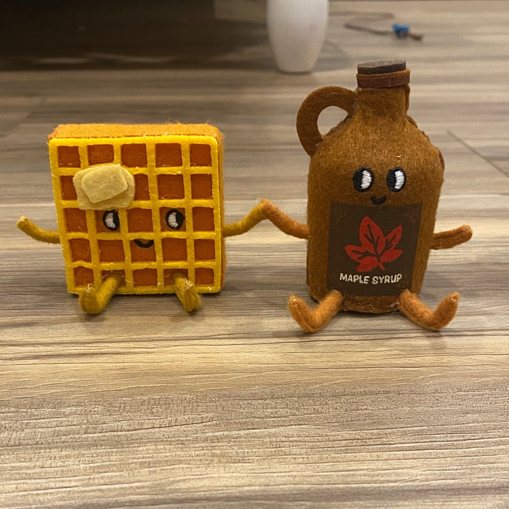 Cute Felt Waffle and Maple Syrup Plush Duo - Yellow & Brown